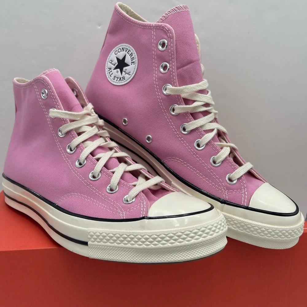 Converse Men’s A03795C CHUCK 70 HI AMBER PINK/EGRET/BLACK Pink High-Top Sneakers